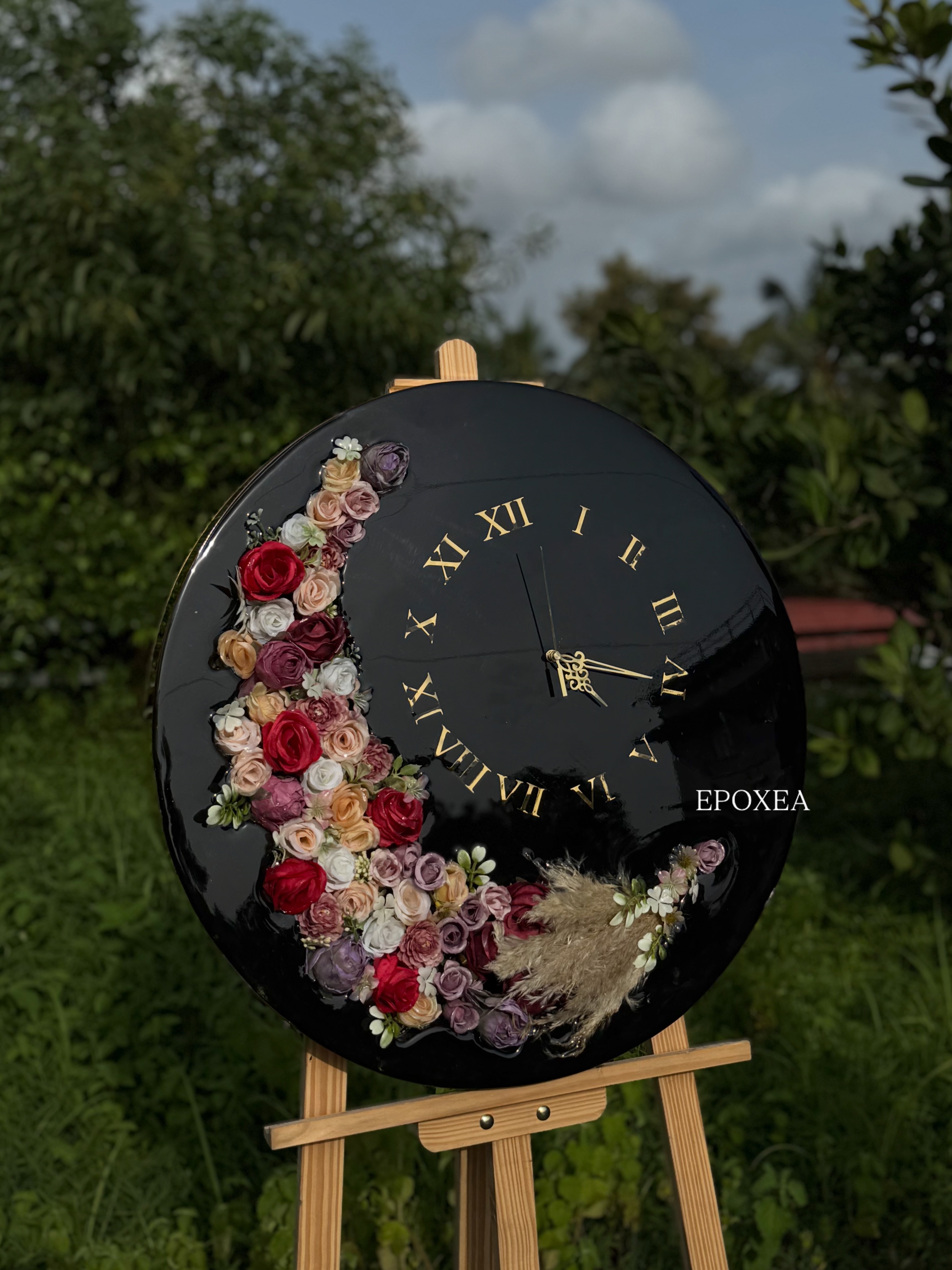 Floral Crescent Clock